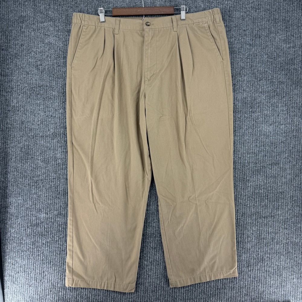 Vintage Basic Editions Mens Pleated Khaki Chino Pants Relaxed Fit Trousers 44x29
